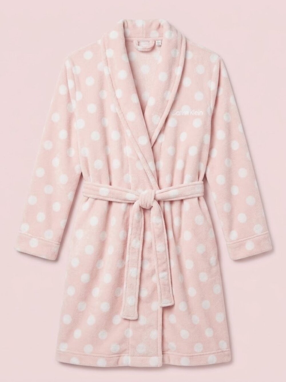 [BOGO] Calvin Klein Pink Blush Polka Dot Cozy Fleece Robe